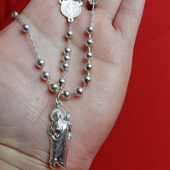 925 sterling SILVER men and women/Catholic ROSARIO necklace - Picture 14 of 16